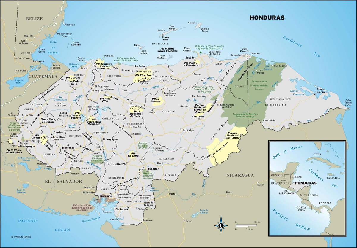 kort af Hondúras ferðamaður