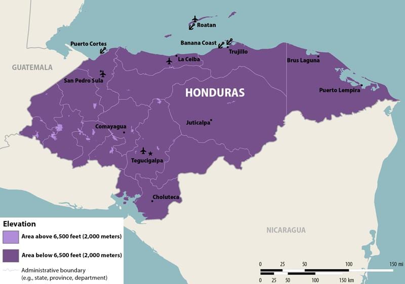 kort af Hondúras zika